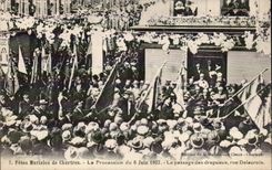 CPA Chartres Festivals mariales June 6th  1927 the passage of the flags Street Delacroix