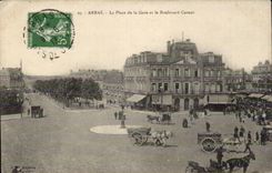 CPA Arras La place de la gare et le boulevard Carnot 