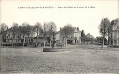 CPA Saint Pourcain sur Sioule Place des Halles et avenue de la gare
