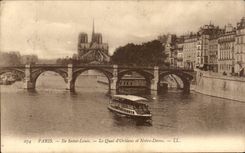 CPA Paris Island Saint Louis the quay of Orleans and Notre Dame