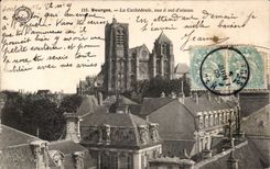 CPA Bourges que la catedral vista como el cuervo vuela