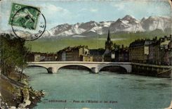 CPA Grenoble Bridge of the hospital and the Alps