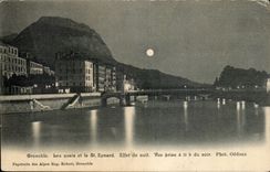 CPA Grenoble the quays and St Eynard Night effect Seen from has 11:00 of the evening