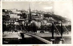 CPSM Lyon footbridge church St Georges and the slope of Fourviere