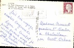 CPSM Lyon the Clemenceau bridge on the Saone Entering of the tunnel under the hill of the Russet-red Cross