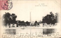 CPA Paris Garden of Tileries Arc de Triomphe