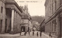 CPA Besancon Theater and street Megevand