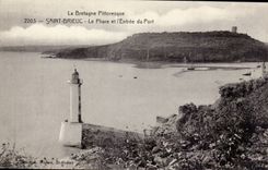 CPA Saint Brieuc the headlight and Entering of the Lighthouse port