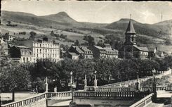 CPA Bourboule church and quays of the Dordogne