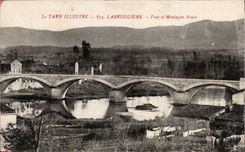 CPA Labruguiere Bridge and black mountain