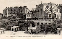 CPA Biarritz L eglise Sainte Eugenie et l hotel d Angleterre