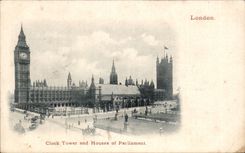 CPA London London clock Tower and houses off parliament