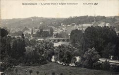 CPA Monbeliard the large bridge and Catholic church