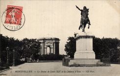 CPA Montpellier La statue de Louis XIV et le chateau d eau
