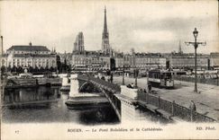 CPA Rouen the Boieldieu bridge and the cathedral