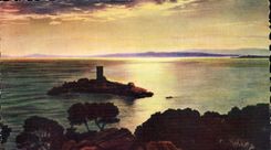 CPA Saint Raphael Azay island gold with laying down sun