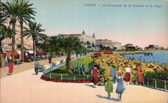 Cannes - the Small cross and the Beach - CPA