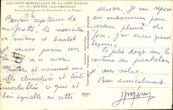 Menton - View on the Walk and the Beach - CPA