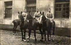 Real photo Militaria Soldiers Riding Horses