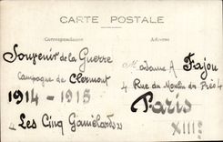 Real photo Militaria Soldiers Countryside of Clermont 1914 1915 five gamelards