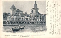 CPA Paris Exposition universelle de 1900 pavillons de la Bosnie Herzegovine et de la Hongrie Hungary