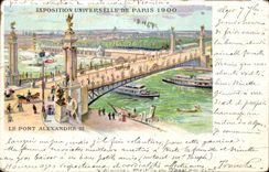 Paris - Fair of 1900 - the Bridge Alexandre III - Illustration - CPA