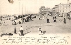 Malo les Bains - the Dam and the Beach - CPA