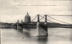 El hogar gente suspendida del puente de CPA Toulouse de vieja del registro bajo