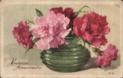 Fleurs Heureux Anniversaire - CPA 