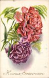 Fleurs Oeillet - Carnation - Heureux Anniversaire - CPA 