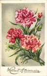 Fleurs Oeillet - Carnation - Heureux Anniversaire - CPA 