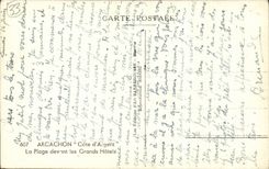 Arcachon - La Plage devant les Grands Hotels - CPA