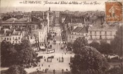 Le Havre - Garden of Town hall and street of Paris - CPA