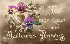 CPA Fantaisie Fleurs Femme A toi mes meilleures pensees