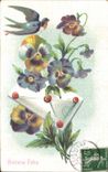 CPA Fantaisie Fleurs Bonne Fete Hirondelle 