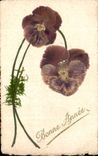CPA Fantaisie Fleurs Bonne annee (fleurs sechees)