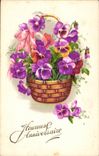 Fleurs Pensee - Pansy - Heureux Anniversaire - CPA 