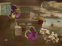 Fleurs Pensee - Pansy - bateau - CPA 