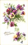 Fleurs Pensee - Pansy - Heureux Anniversaire - CPA 