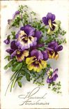 Fleurs Pensee - Pansy - Heureux Anniversaire - CPA 