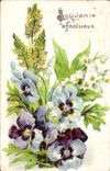 Fleurs Pensee - Pansy - Souvenir Affecteux - CPA 