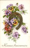 Fleurs Pensee - Pansy - Heureux Anniversaire - CPA 