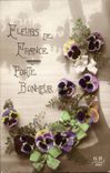 Fleurs Pensee - Pansy - Fleurs de France - Porte Bonheur - CPA 