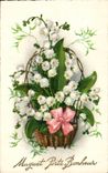 CPA Fantaisie Fleurs Muguet Porte bonheur 