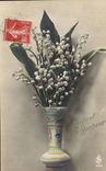 CPA Fantaisie Fleurs Muguet Porte bonheur