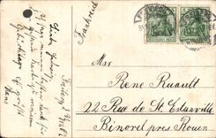 Fetes - Voeux - Herzlichen Glueckwunsch zum neuen Jahr Noel - trefle - four leaf clover - porte bonheur Lutin - CPA 