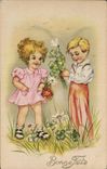 Fantaisie - Enfants - Porte Bonheur - trefle - four leaf clover - CPA 