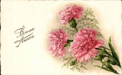 Fleurs Oeillet - Carnation - Bonne Annee - CPA 