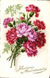 Fleurs Oeillet - Carnation - Heureux Anniversaire - CPA 