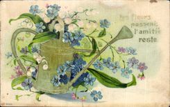 Fleurs watering can - arrosoir - CPA 